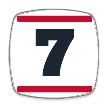 Numéro de maillot 7 - numéro de maillot anniversaire de l’équipe - Magnet carré - blanc - Devant