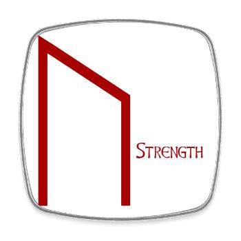 Rune Uruz avec Sens Rouge – Viking Futhark Norse - Magnet carré - blanc - Devant