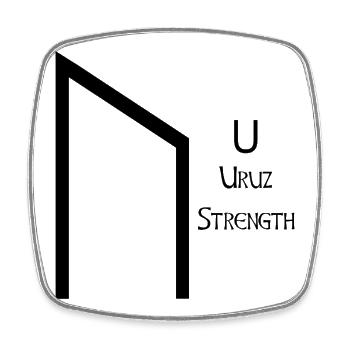 Uruz Rune Complete Black – Viking Futhark - Magnet carré - blanc - Devant