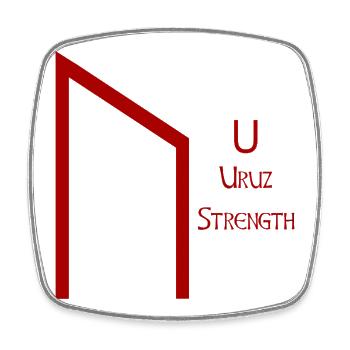 Uruz Rune Complete Red – Viking Futhark Norse - Magnet carré - blanc - Devant