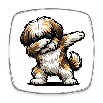 Tappage de Lhassa Apso - Magnet carré - blanc - Devant