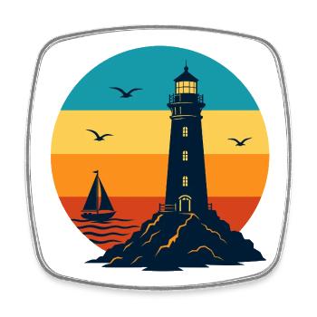 Lighthouse Design for Headlight Fans - Square fridge magnet - white - Front