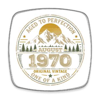 Cadeau Anniversaire 1970 Août Vintage 1970 - Magnet carré - blanc - Devant