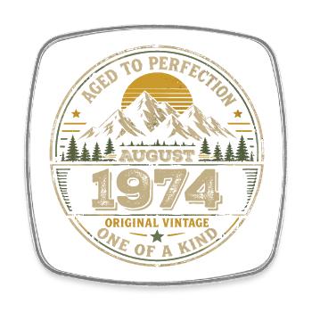 Cadeau Anniversaire 1974 Août Vintage 1974  - Magnet carré - blanc - Devant