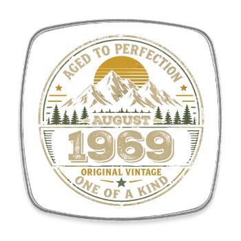 Cadeau Anniversaire 1969 Août Vintage 1969  - Magnet carré - blanc - Devant