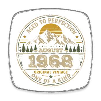 1968 August Birthday Gift Vintage 1968 - Square fridge magnet - white - Front