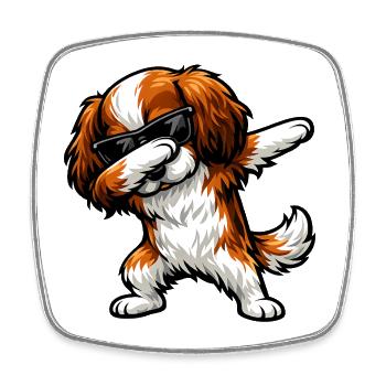 Dab King Charles Spaniel - Magnet carré - blanc - Devant
