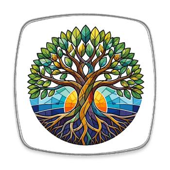 Arbre de Vie de Verre - Magnet carré - blanc - Devant