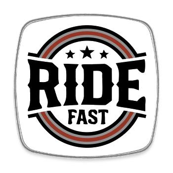 Ride Fast Badge Logo - Magnet carré - blanc - Devant