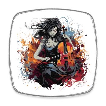 Cello player Cellist-musician - Square fridge magnet - white - Front