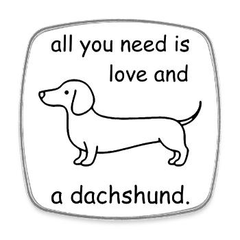 All You Need Is Love & Dachshund – Comic - Square fridge magnet - white - Front