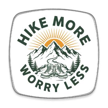Hike More Worry Less Vintage - Square fridge magnet - white - Front