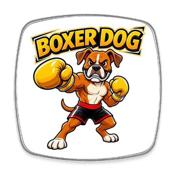 Funny Boxing Boxer Dog Design (Original Design) - Square fridge magnet - white - Front