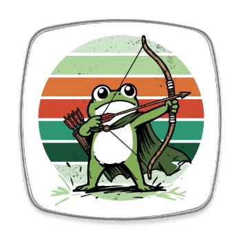 Vintage Archer Frogs Archery - Square fridge magnet - white - Front