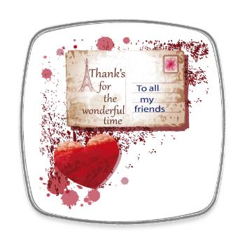 Paris Postcard Thank You to Friends - Square fridge magnet - white - Front