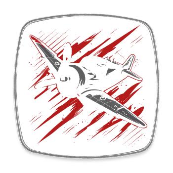 Propellerflugzeug Skizze - Viereckiger Kühlschrankmagnet - Weiß - Vorne