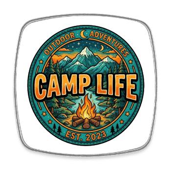 Lagerleben – Camping & Outdoor-Abenteuerdesign - Viereckiger Kühlschrankmagnet - Weiß - Vorne