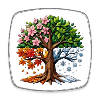 Polygone de l’arbre des quatre saisons - Magnet carré - blanc - Devant
