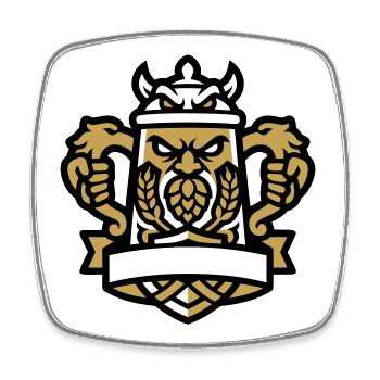 Bierkrieger Maskottchen Wappen - Viereckiger Kühlschrankmagnet - Weiß - Vorne