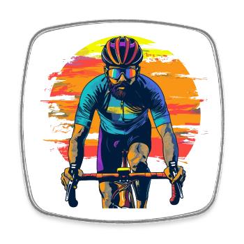 Radsport Sonnenuntergang - Viereckiger Kühlschrankmagnet - Weiß - Vorne