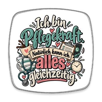 Pflegekraft Multitasking - Viereckiger Kühlschrankmagnet - Weiß - Vorne