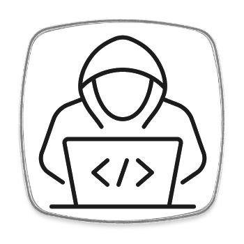 Hacker Laptop Zeilen-Symbol - Viereckiger Kühlschrankmagnet - Weiß - Vorne