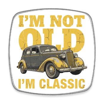 Oldtimer Classic Car Vintage Auto Lustiges Motiv - Viereckiger Kühlschrankmagnet - Weiß - Vorne
