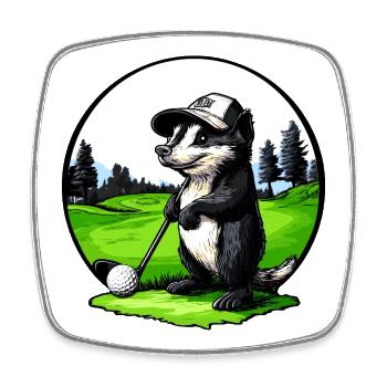Stinktier Golfspieler - Viereckiger Kühlschrankmagnet - Weiß - Vorne