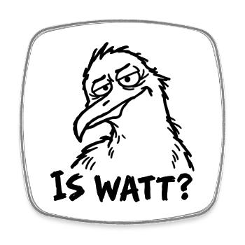IS WATT? – Misstrauische Möwe - Viereckiger Kühlschrankmagnet - Weiß - Vorne