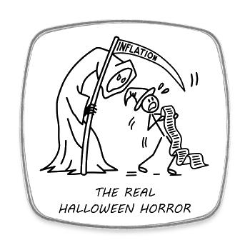 Inflation – Der wahre Halloween-Horror - Viereckiger Kühlschrankmagnet - Weiß - Vorne