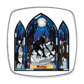 Wendigo Mondschein-Buntglas - Viereckiger Kühlschrankmagnet - Weiß - Vorne