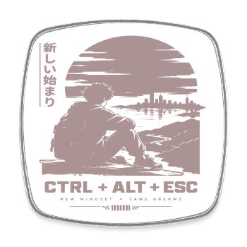 Neue Horizonte: CTRL ALT ESC Retro-Szene - Viereckiger Kühlschrankmagnet - Weiß - Vorne