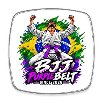 BJJ Lila Gürtel seit 2026 - Viereckiger Kühlschrankmagnet - Weiß - Vorne