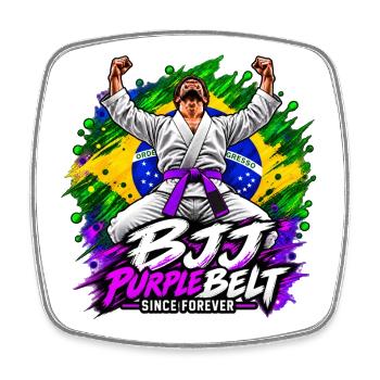 BJJ Lila Gürtel seit Ewigkeiten - Viereckiger Kühlschrankmagnet - Weiß - Vorne