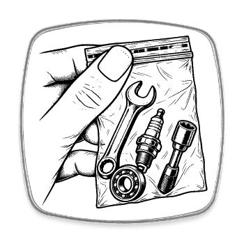 Mechanische Sucht – Pouch Tools Candle Key - Viereckiger Kühlschrankmagnet - Weiß - Vorne