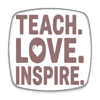 Teach Love Inspire Heart Typo Design - Viereckiger Kühlschrankmagnet - Weiß - Vorne