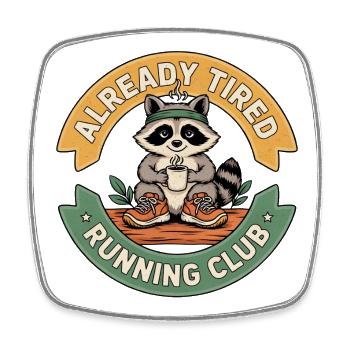 Raccoon Running Club - Viereckiger Kühlschrankmagnet - Weiß - Vorne
