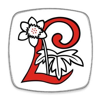 Buchstabe L Blüte Initiale - Viereckiger Kühlschrankmagnet - Weiß - Vorne