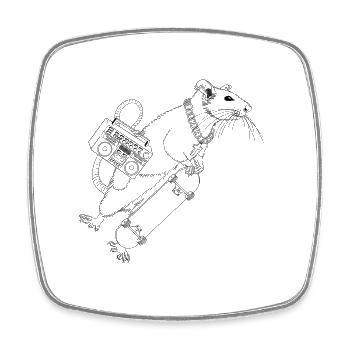Skater Ratte Hip Hop Rap Skaterratte - Viereckiger Kühlschrankmagnet - Weiß - Vorne