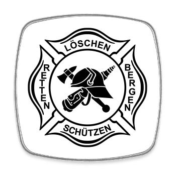Feuerwehr Logo Kreuz 1 Umriss - Viereckiger Kühlschrankmagnet - Weiß - Vorne