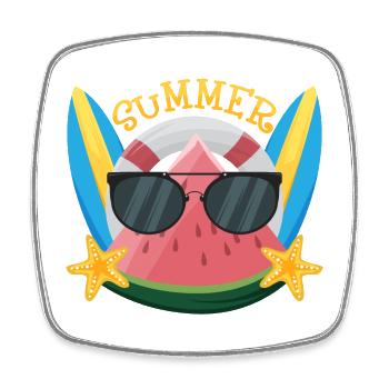 Watermelon with Sunglasses - Viereckiger Kühlschrankmagnet - Weiß - Vorne