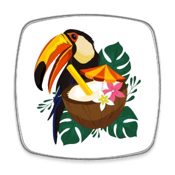Toucan Sommer mit Sonne - Viereckiger Kühlschrankmagnet - Weiß - Vorne