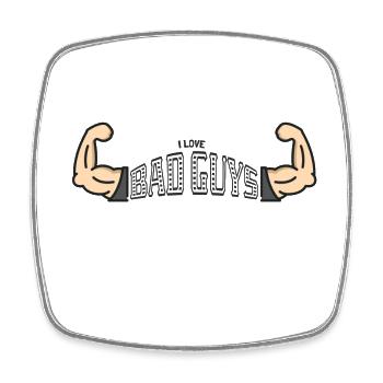 I love bad guys - Square fridge magnet - white - Front