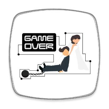 Junggesellenabschied Bachelor Game Over - Viereckiger Kühlschrankmagnet - Weiß - Vorne