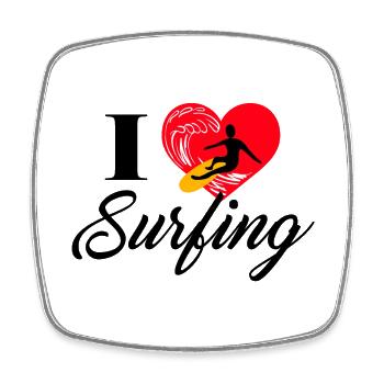 Ich liebe es zu Surfen - Viereckiger Kühlschrankmagnet - Weiß - Vorne