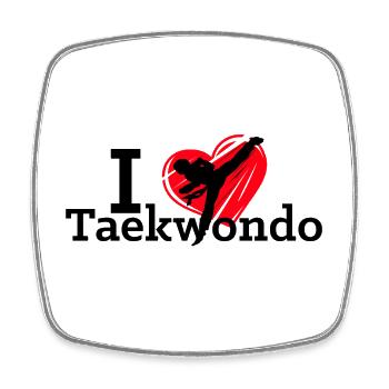 I love Taekwondo sport - Square fridge magnet - white - Front