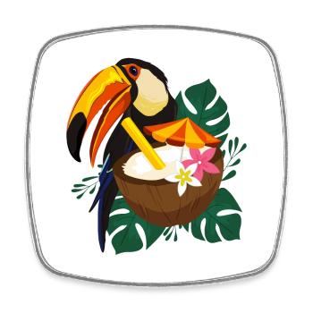 Toucan Summer - Poster - Viereckiger Kühlschrankmagnet - Weiß - Vorne