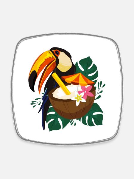 Toucan Summer - poster - Square fridge magnet - white