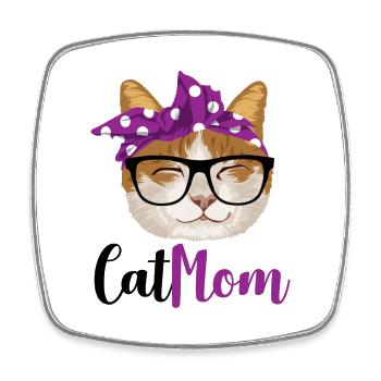 Cat Mom - Poster - Viereckiger Kühlschrankmagnet - Weiß - Vorne