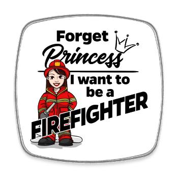 Feuerwehrfrau statt Prinzessin - Viereckiger Kühlschrankmagnet - Weiß - Vorne